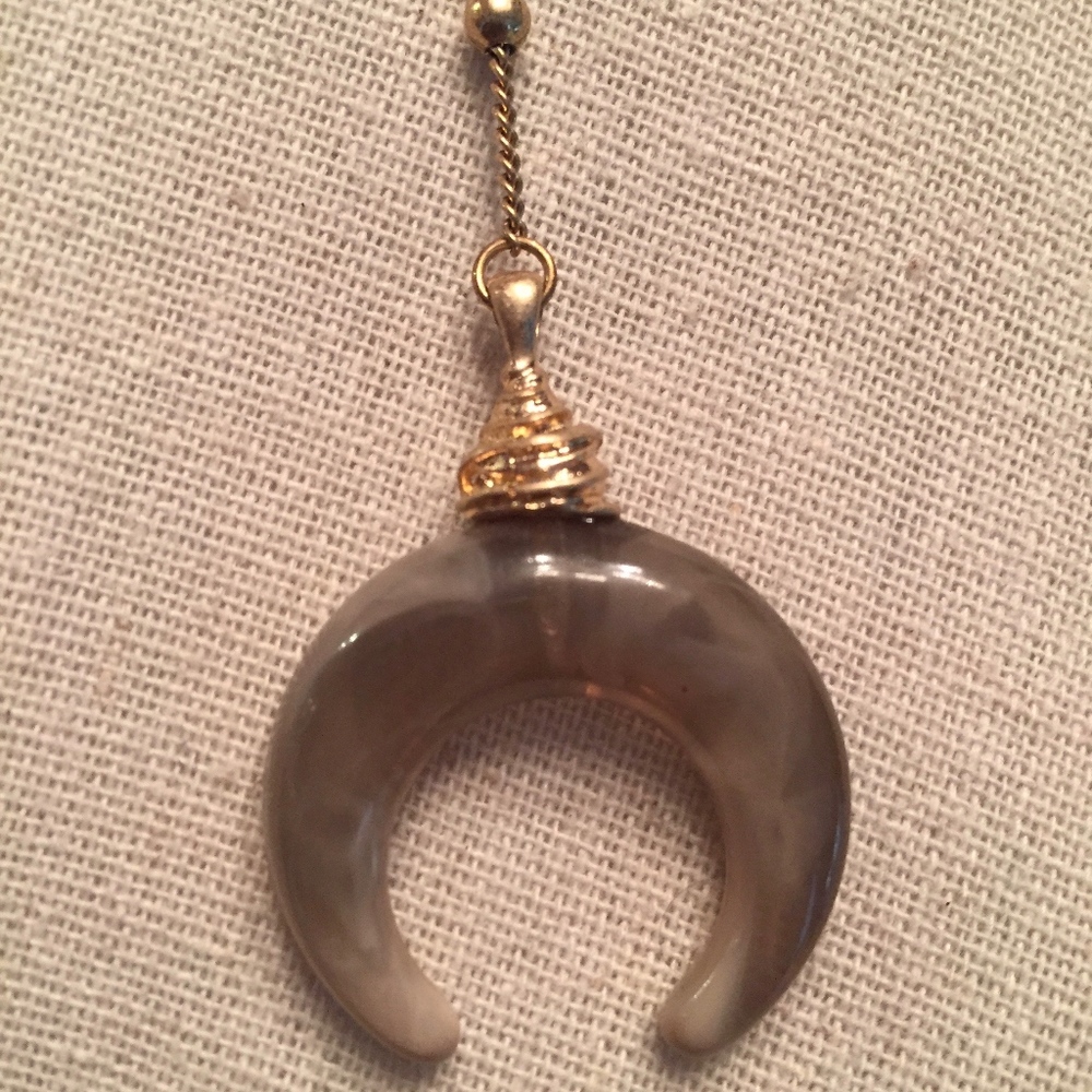 Gold Tone Necklace with Crescent Pendant
